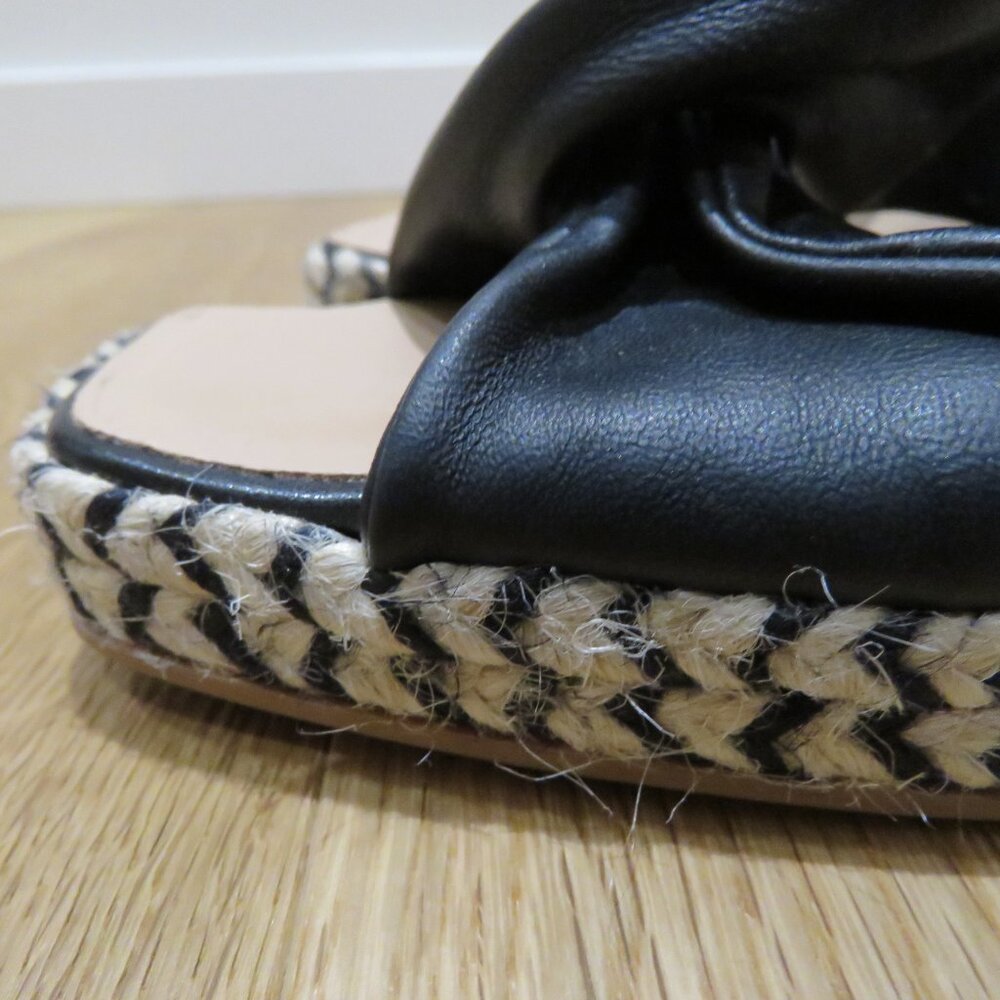 GAIMO Karoo Black Leather Cross Over Slip On Jute Platform Clog Sandals 10.5 - Picture 6 of 15